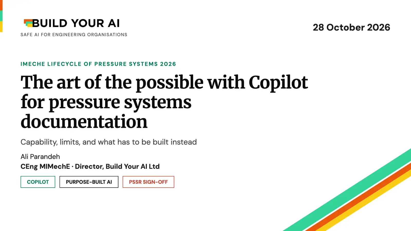 Title slide: The art of the possible with Copilot for pressure systems documentation